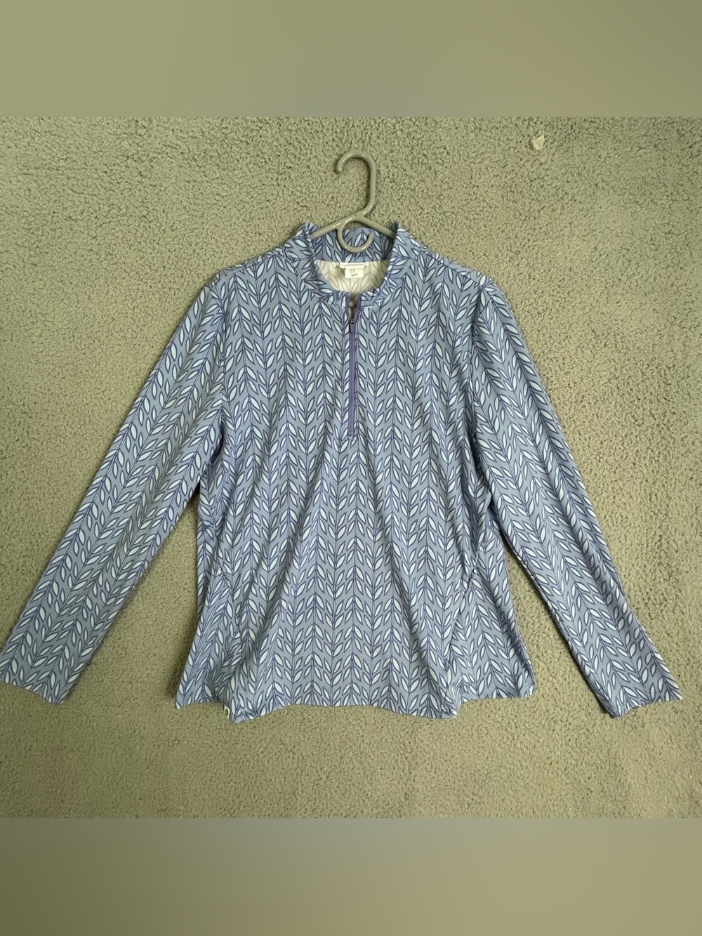 Sigrid Olsen Women's Light Blue Patterned Long-Sleeve Pullover Top size XL - Picture 2 of 10